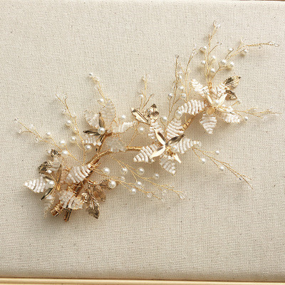 Handmade Pearl Flower Desing Wedding Hair Clip - Click Image to Close